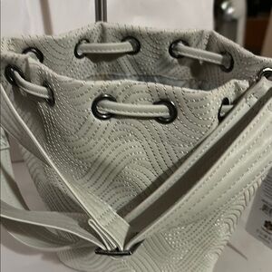 LUG Cream Textured Shoulder Bag with Embossed Design